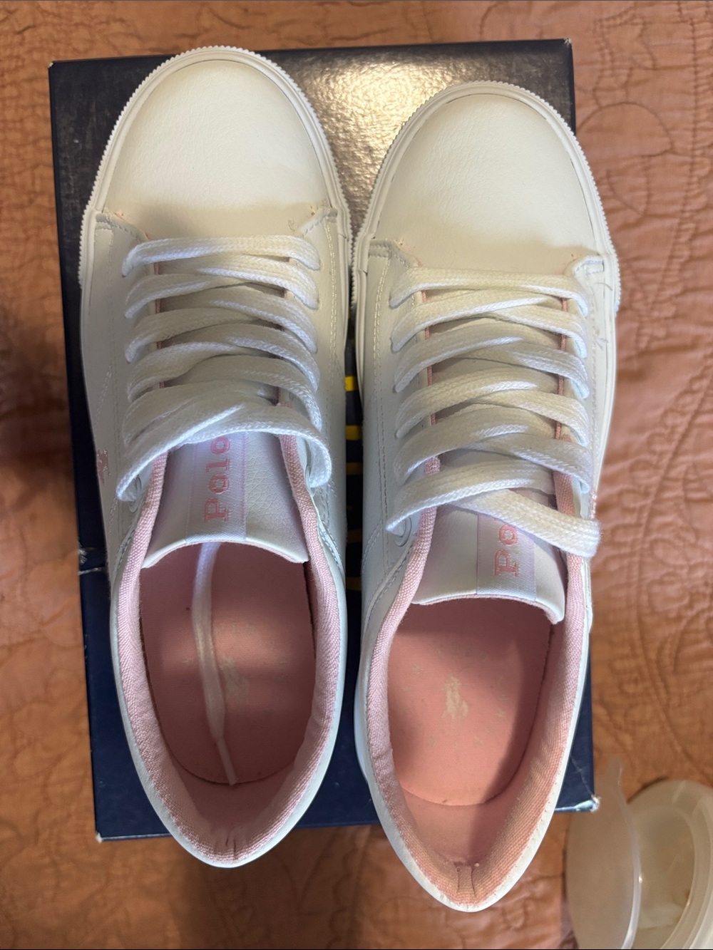 Polo by Ralph Lauren White Sneakers with Pink Lining